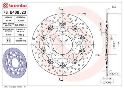 Bromsskiva BREMBO 78B40823