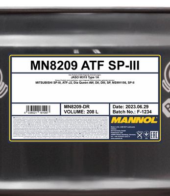 Växellådsolja MANNOL ATF SP-III 208L MN8209-DR