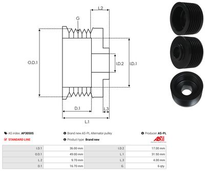 FULIE ALTERNATOR AS-PL AP3050S 3