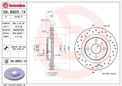 Тормозной диск BREMBO 09.8903.1X для LADA KALINA