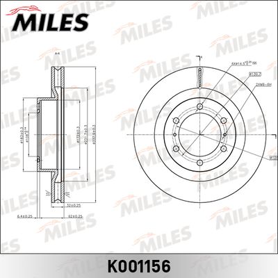 Тормозной диск MILES K001156 для LEXUS GX