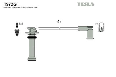 Комплект проводов зажигания TESLA T972G для FORD KA+