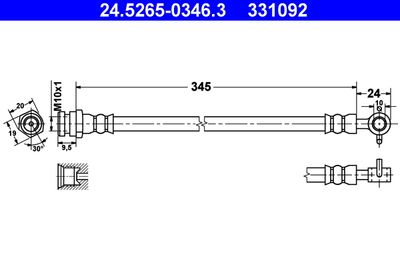 Тормозной шланг ATE 24.5265-0346.3 для MAZDA MX-5