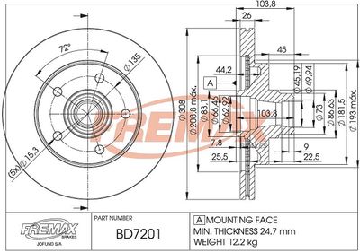 Тормозной диск FREMAX BD-7201-KT для FORD USA F-150