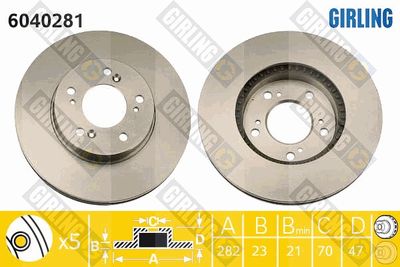 Тормозной диск GIRLING 6040281 для ACURA RL