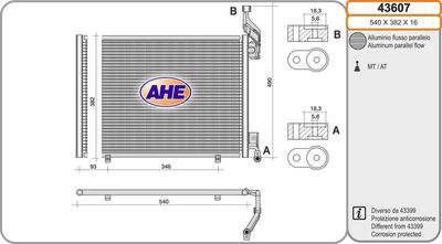 AHE 43607 Радиатор кондиционера для FORD FIESTA VI (CB1, CCN)
