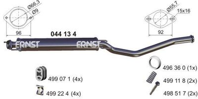 Средний глушитель выхлопных газов ERNST 044134 для OPEL VECTRA