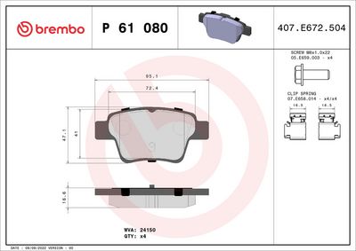 Brake Pad Set, disc brake P 61 080