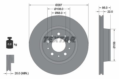 Тормозной диск TEXTAR 92051300 для VOLVO 780
