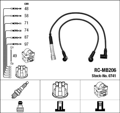 Комплект проводов зажигания NGK 0741 для MERCEDES-BENZ S-CLASS