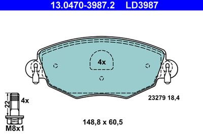 Комплект тормозных колодок, дисковый тормоз ATE 13.0470-3987.2 для JAGUAR X-TYPE