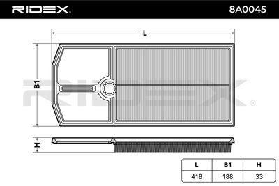 въздушен филтър RIDEX 8A0045
