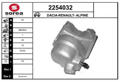 Тормозной суппорт EAI 2254032 для DACIA 1410