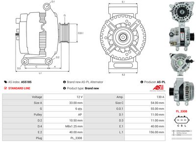 GENERATOR / ALTERNATOR AS-PL A5518S 4