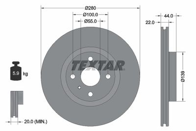 Тормозной диск TEXTAR 92304205 для FIAT 124