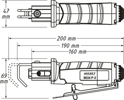 HAZET Dierovacia píla (stlačený vzduch) 9034P-2
