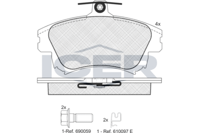 Комплект тормозных колодок, дисковый тормоз ICER 181236-208 для SMART FORFOUR
