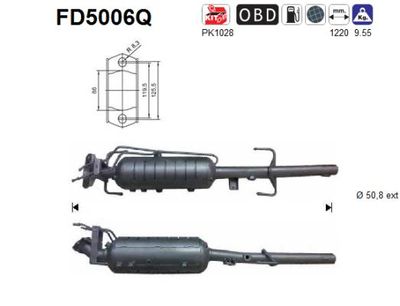 Filtr sadzy / filtr cząstek stałych, układ wydechowy AS RFY62055X