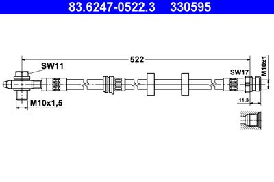 ATE 83.6247-0522.3 Тормозной шланг  для SEAT CORDOBA (Сеат Кордоба)