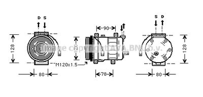 PRASCO ALK010 Компрессор кондиционера  для ALFA ROMEO 155 (167_) 2.5 TD (167.A1A, 167.A1G)