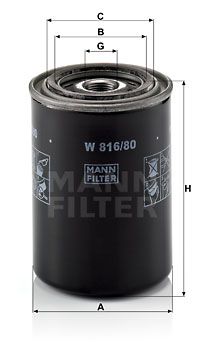 MANN-FILTER W 816/80 Масляний фільтр для DAIHATSU (Дайхатсу)