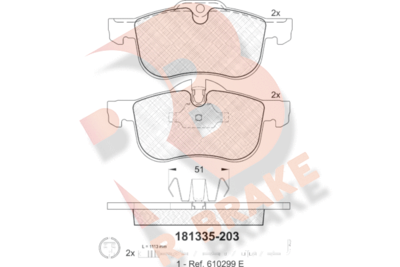 Комплект тормозных колодок, дисковый тормоз R BRAKE RB1335 для ROVER 75