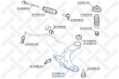 носач, окачване на колелата STELLOX 57-51060-SX