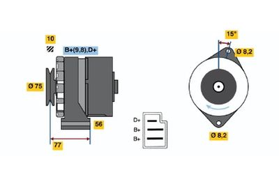 Генератор BOSCH 0 986 030 740 для VW DERBY