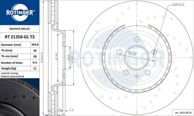 спирачен диск ROTINGER RT 21358-GL T3