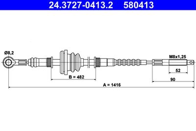 ATE 24.3727-0413.2 Трос ручного тормоза  для MERCEDES-BENZ MB (Мерседес Мб)