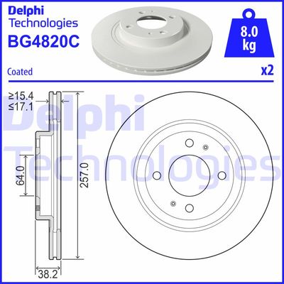 Тормозной диск DELPHI BG4820C для CITROËN C-ZERO