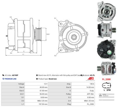 GENERATOR / ALTERNATOR AS-PL A0190P 4