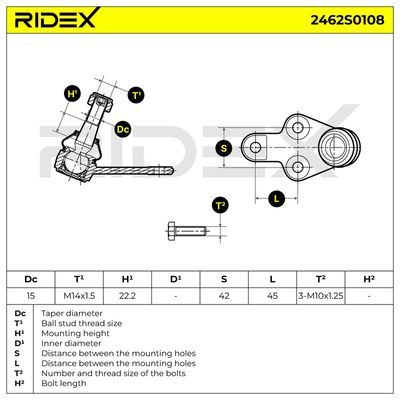Шарнири RIDEX 2462S0108
