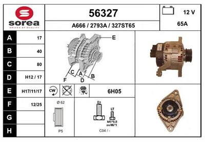 Генератор EAI 56327 для FIAT STRADA