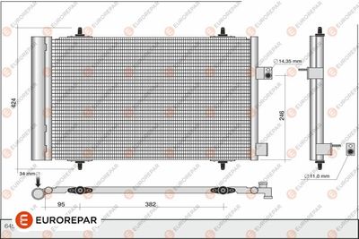 Конденсатор, кондиционер EUROREPAR 1626267480 для CITROËN C5