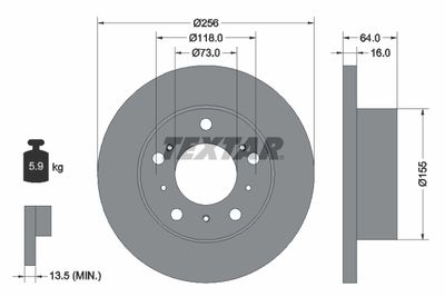 Тормозной диск TEXTAR 92034400 для FIAT TALENTO