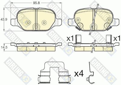Комплект тормозных колодок, дисковый тормоз GIRLING 6119501 для FIAT PANDA