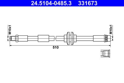 ATE 24.5104-0485.3 Тормозной шланг  для SMART FORFOUR (Смарт Форфоур)