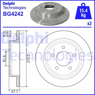 Тормозной диск DELPHI BG4242 для CHRYSLER PACIFICA