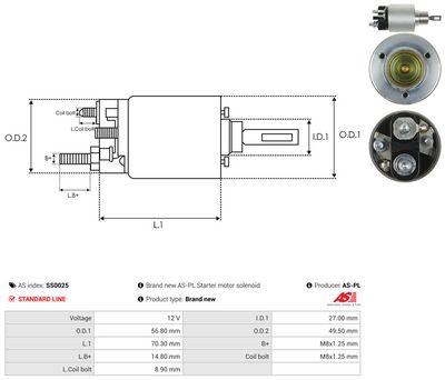 SOLENOID ELECTROMOTOR AS-PL SS0025 3