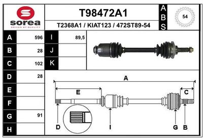 Приводной вал EAI T98472A1 для KIA CARNIVAL