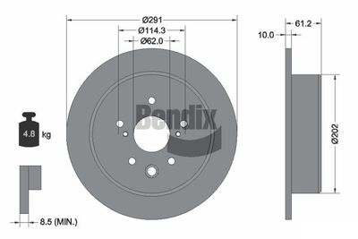 BENDIX Braking BDS1875 Тормозные диски  для LEXUS IS II (_E2_) 250 AWD (GSE25_)
