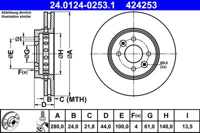 ATE 24.0124-0253.1 Тормозные диски  для RENAULT CAPTUR (Рено Каптур)