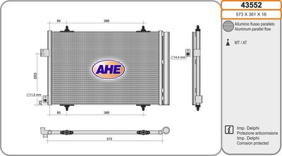 Конденсатор, кондиционер AHE 43552 для CITROËN C5