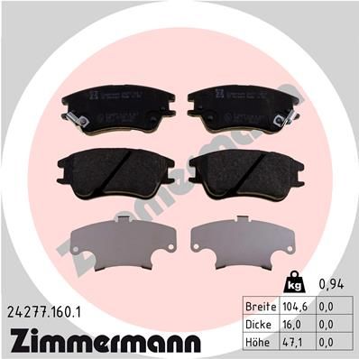 Комплект тормозных колодок, дисковый тормоз ZIMMERMANN 24277.160.1 для ISUZU D-MAX