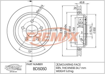 FREMAX BD-5050 Тормозные диски  для CHEVROLET CAMARO 3.6