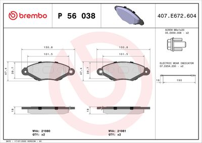 BREMBO Remblokkenset, schijfrem PRIME LINE (P 56 038)