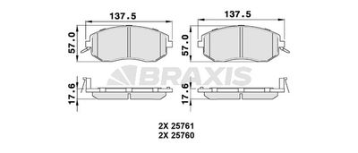 Комплект тормозных колодок, дисковый тормоз BRAXIS AB0491 для TOYOTA GT