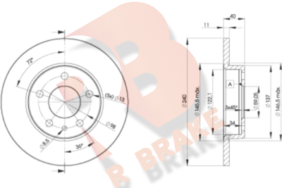 R BRAKE 78RBD21437 Тормозные диски  для ALFA ROMEO SPIDER (916_) 2.0 V6 Turbo (916S2A)