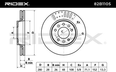 спирачен диск RIDEX 82B1105